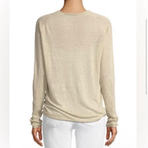 Theory Adrianna Linen Blend V-neck Fine Knit Sweater - Picture 15 of 15